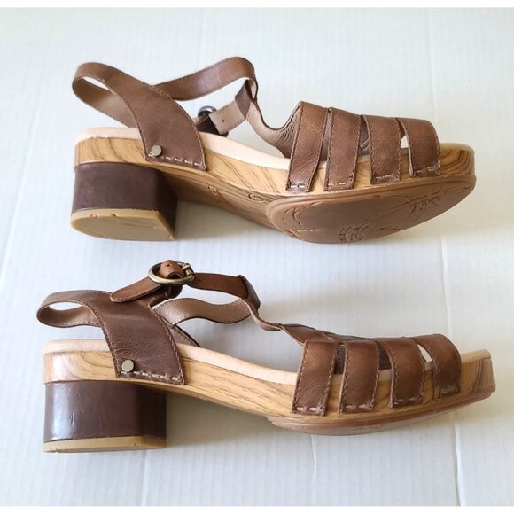 Dansko Mara Leather Open Toe T-Strap Clog Sandals Size EU 41 US 10 Brown NWOB - Picture 8 of 10